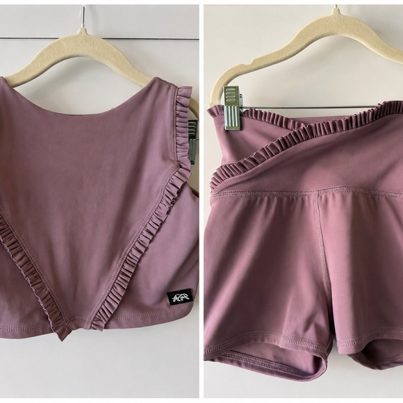 Tiger Friday Tops - Tiger Friday Mauve Ruffle Active Shorts Set